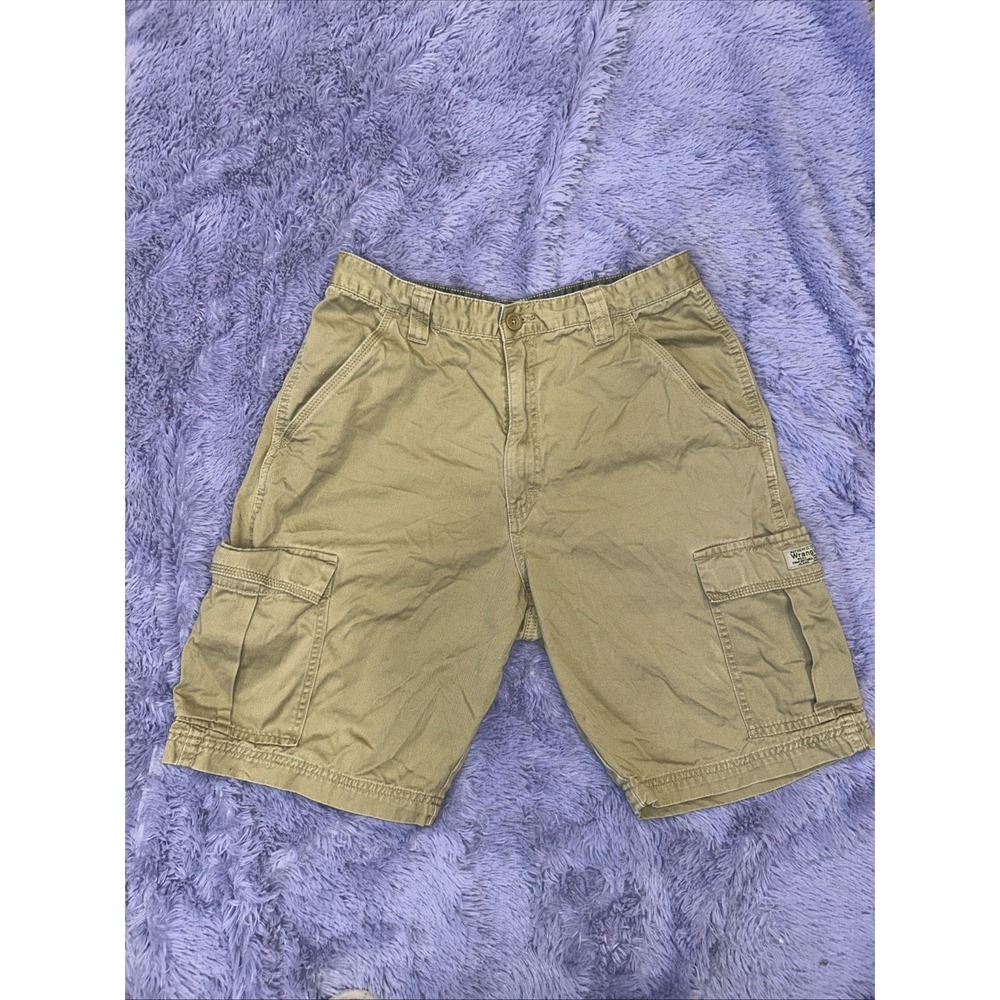 Wrangler Mens Outdoor Cargo Tan Khaki Shorts Size 32‎